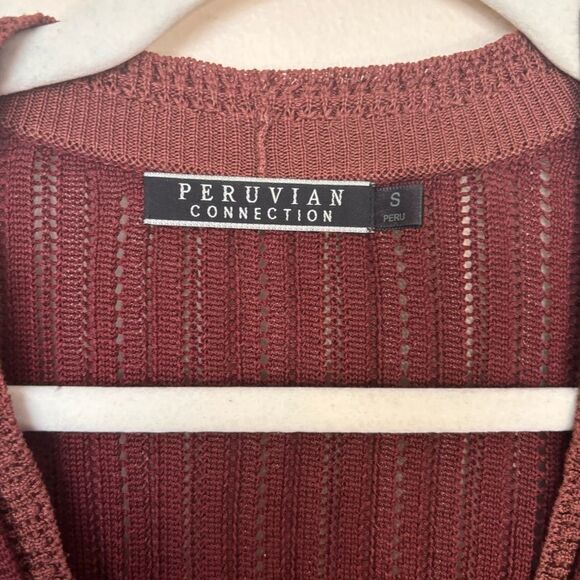 PERUVIAN CONNECTION Brandywine Knit Prima Cotton Cardigan Size S - Picture 4 of 6
